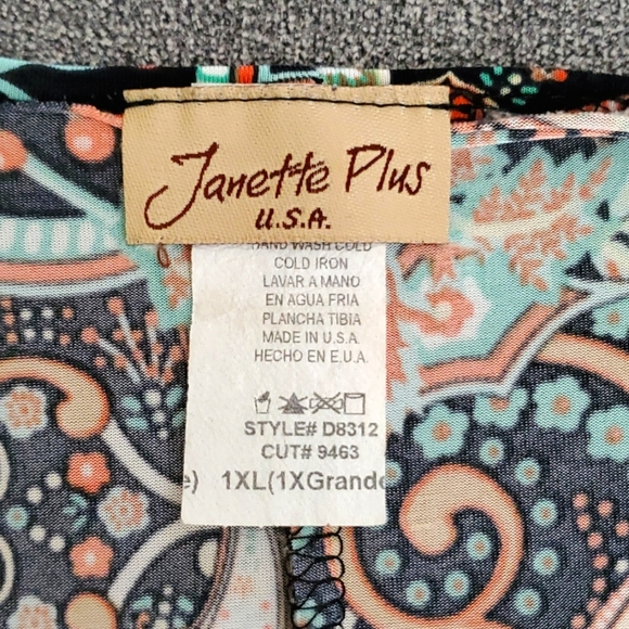 🆕️ Janette Plus U.S.A. Black Paisley Print Dress WOMEN'S SIZE: 1X - Picture 12 of 12